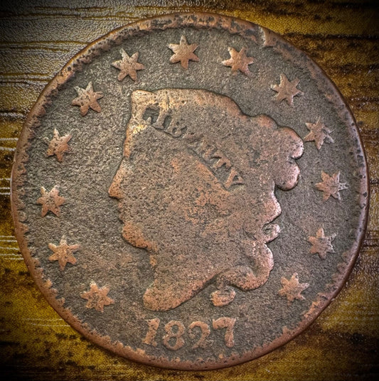 1827 Large Cent Coronet Head Matron Style0