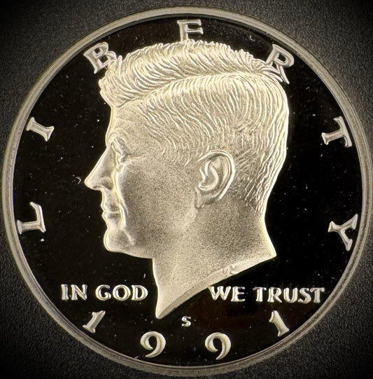 1991-S GEM PROOF Kennedy Half Dollar Clad 50C DEEP ULTRA CAMEO0