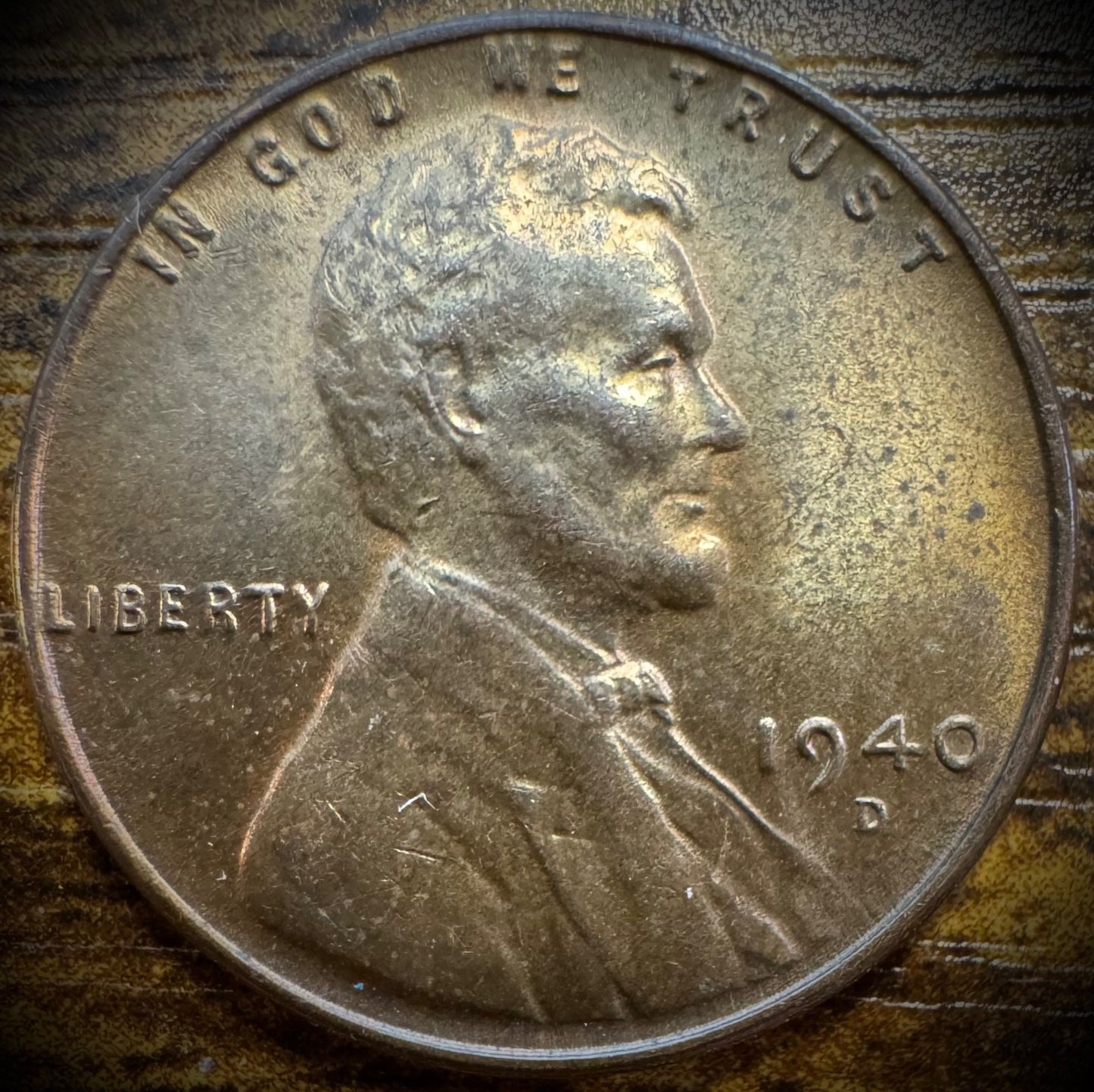 1940-D Lincoln Wheat Penny Cent Uncirculated MULTICOLORED TONING #30