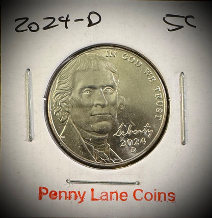 2024-D Jefferson Nickel Uncirculated BU From Original Rolls LOW MINTAGE0