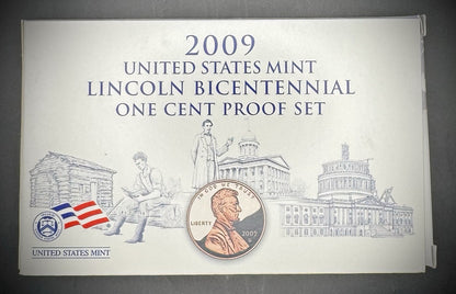 2009 US Mint Lincoln Bicentennial One Cent PROOF 4 Coin Set w OGP COA0