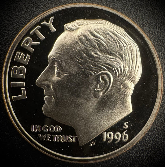 1996-S GEM PROOF Roosevelt Dime 10C Clad DEEP CAMEO Coin From US Mint Proof Set0