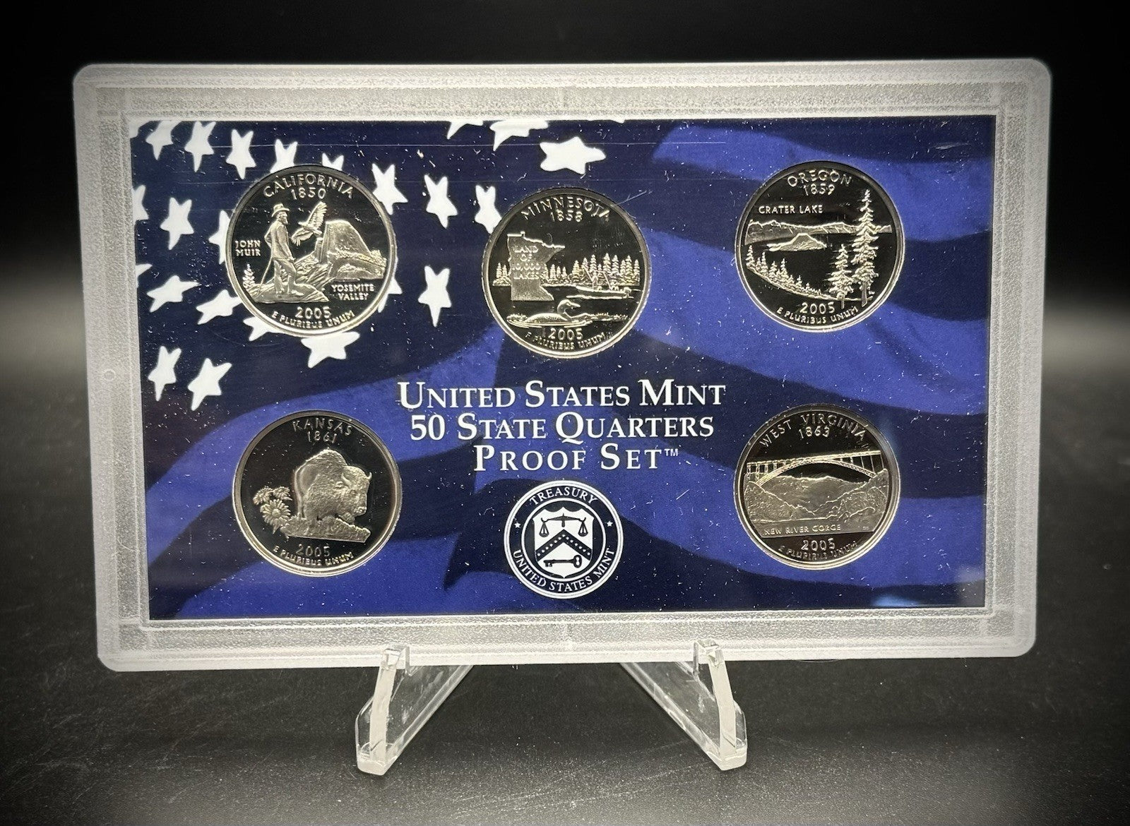 2005-S State Quarter GEM PROOF Clad 5 Coin Set w 2005 US Mint Box and COA1