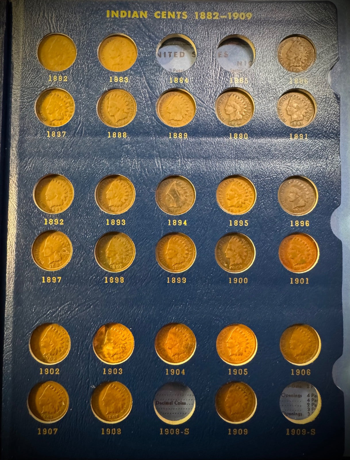 1856-1909 Flying Eagle Indian Head Cent 30 Coins Starter Set Whitman Deluxe Book4