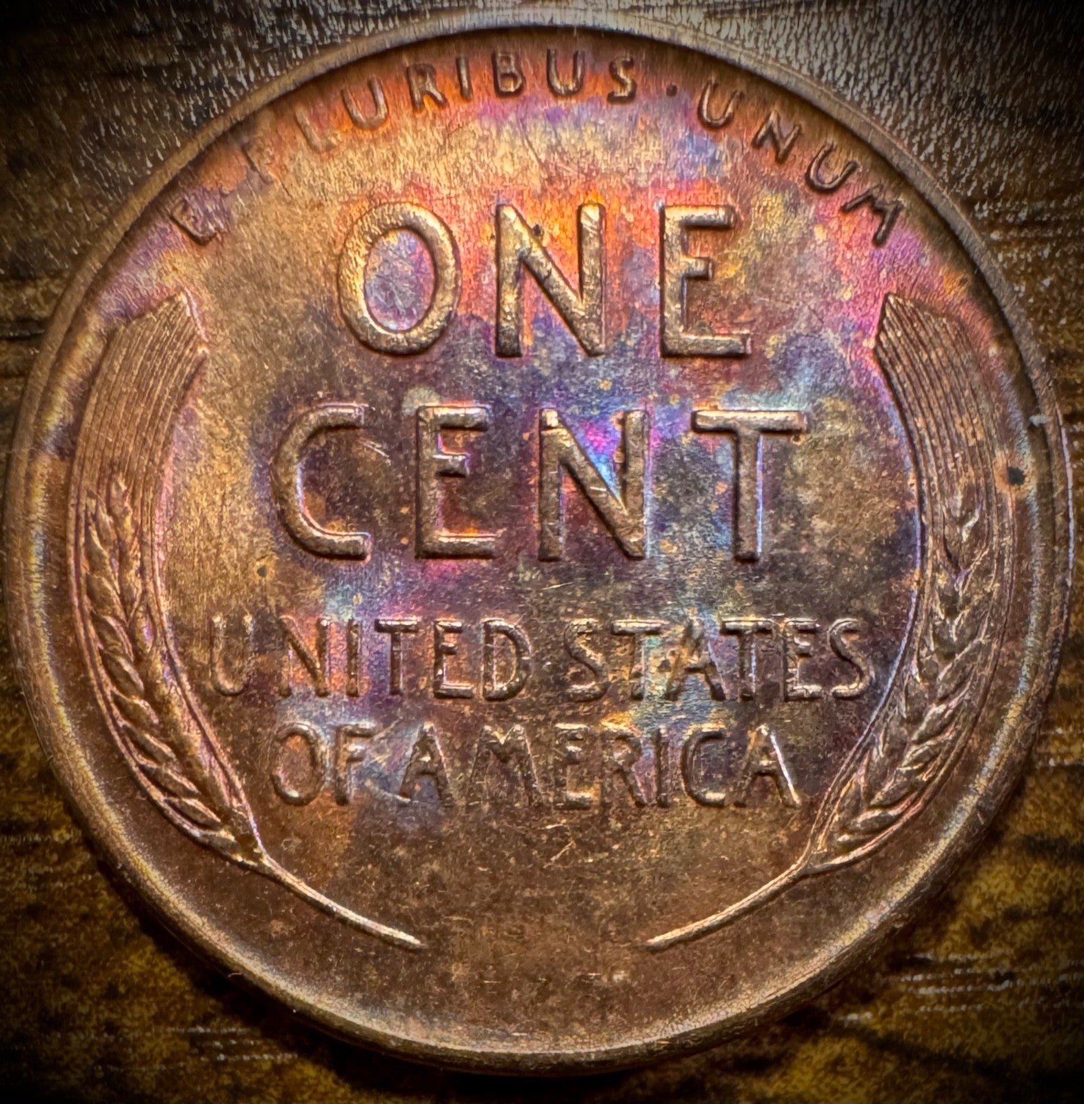 1941 Lincoln Wheat Penny Cent Uncirculated MULTI-COLORED TONING #11