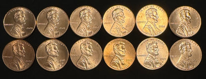 2020-2025 Lincoln Shield Cent P D Uncirculated 12 Coin Lot From Original Rolls0