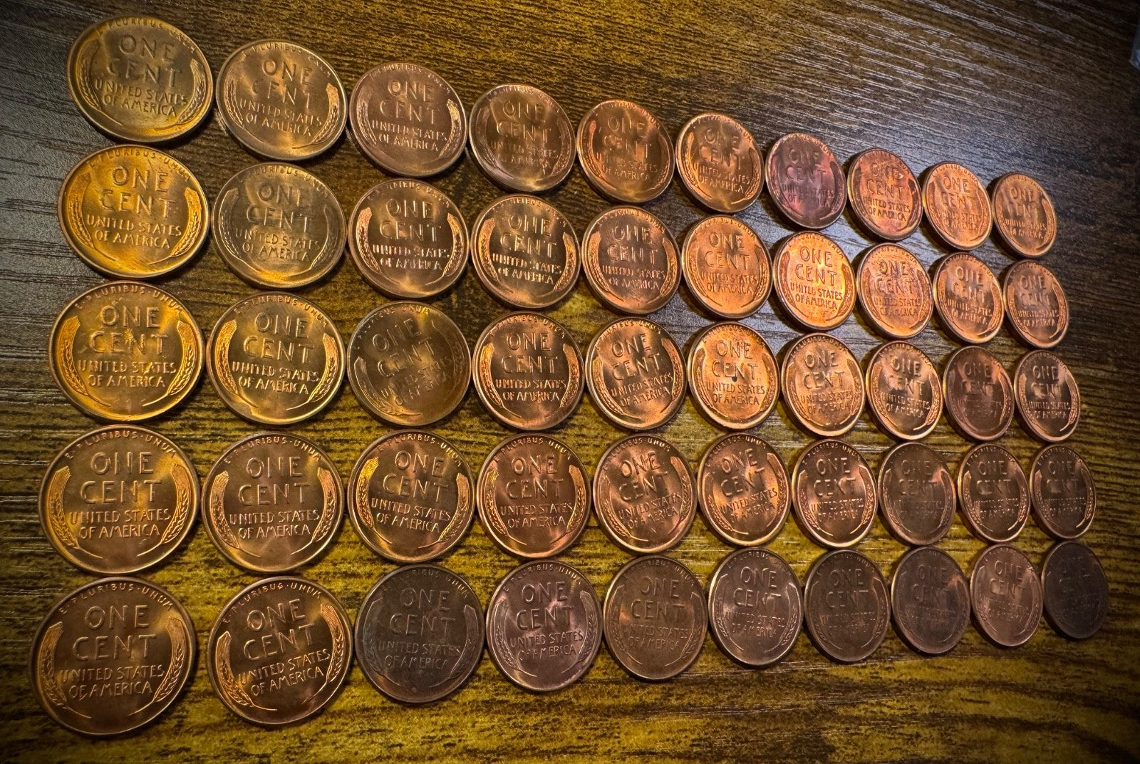 1949-D Lincoln Wheat Cent Penny Red Lustrous BU Uncirculated Roll Of 50 Coins5