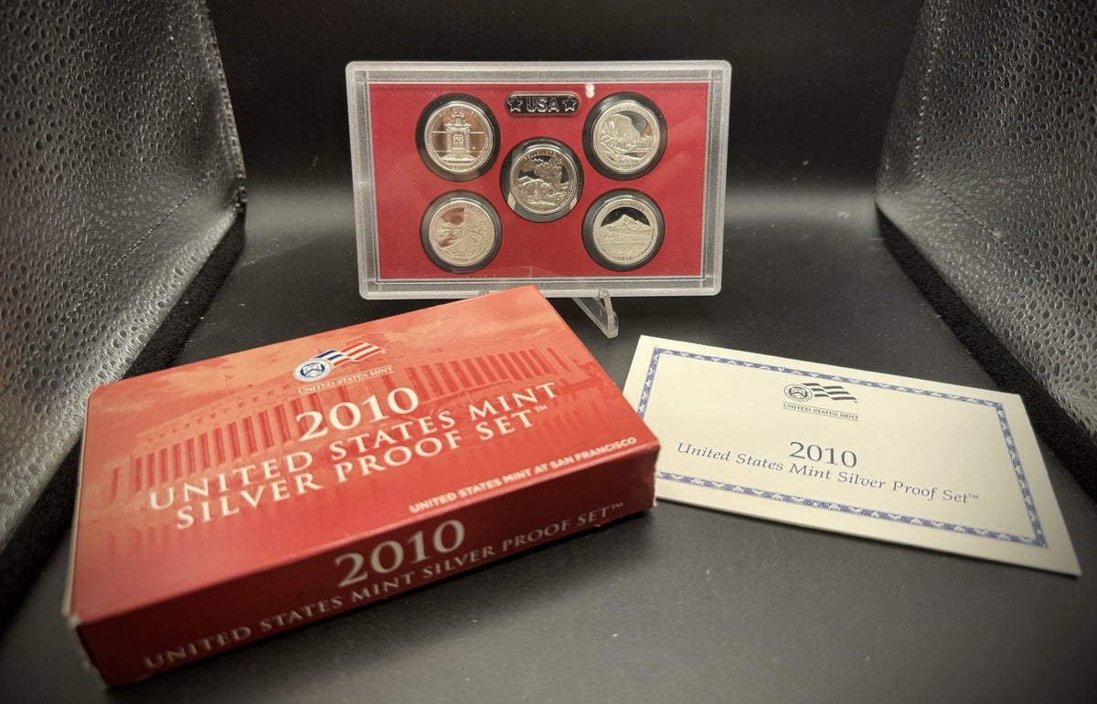 2010-S 90% SILVER America the Beautiful PROOF Quarter Set w 2010 US MINT Box COA0
