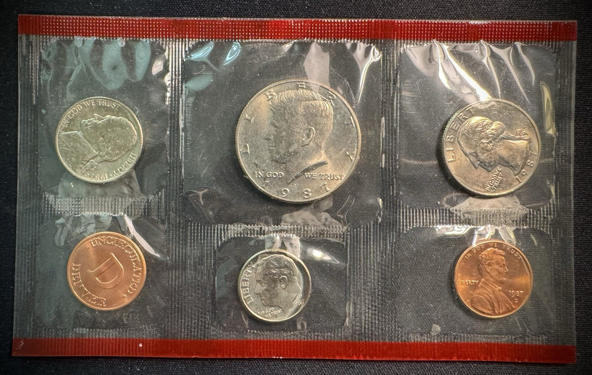 1987 P D Uncirculated Coin Set US Mint Original Government Packaging OGP & COA3