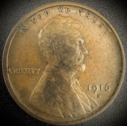1916-D Lincoln Wheat Cent Penny0