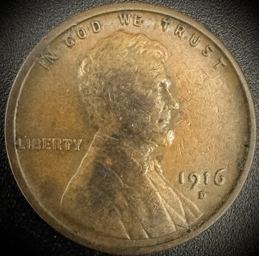 1916-D Lincoln Wheat Cent Penny0