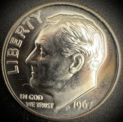 1967 Roosevelt Dime 10C Clad Coin From US Mint SMS Special Mint Set0