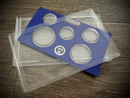 Blue Empty Plastic Case Holds 5 Coins Lot of 10 From US MINT Proof Sets3
