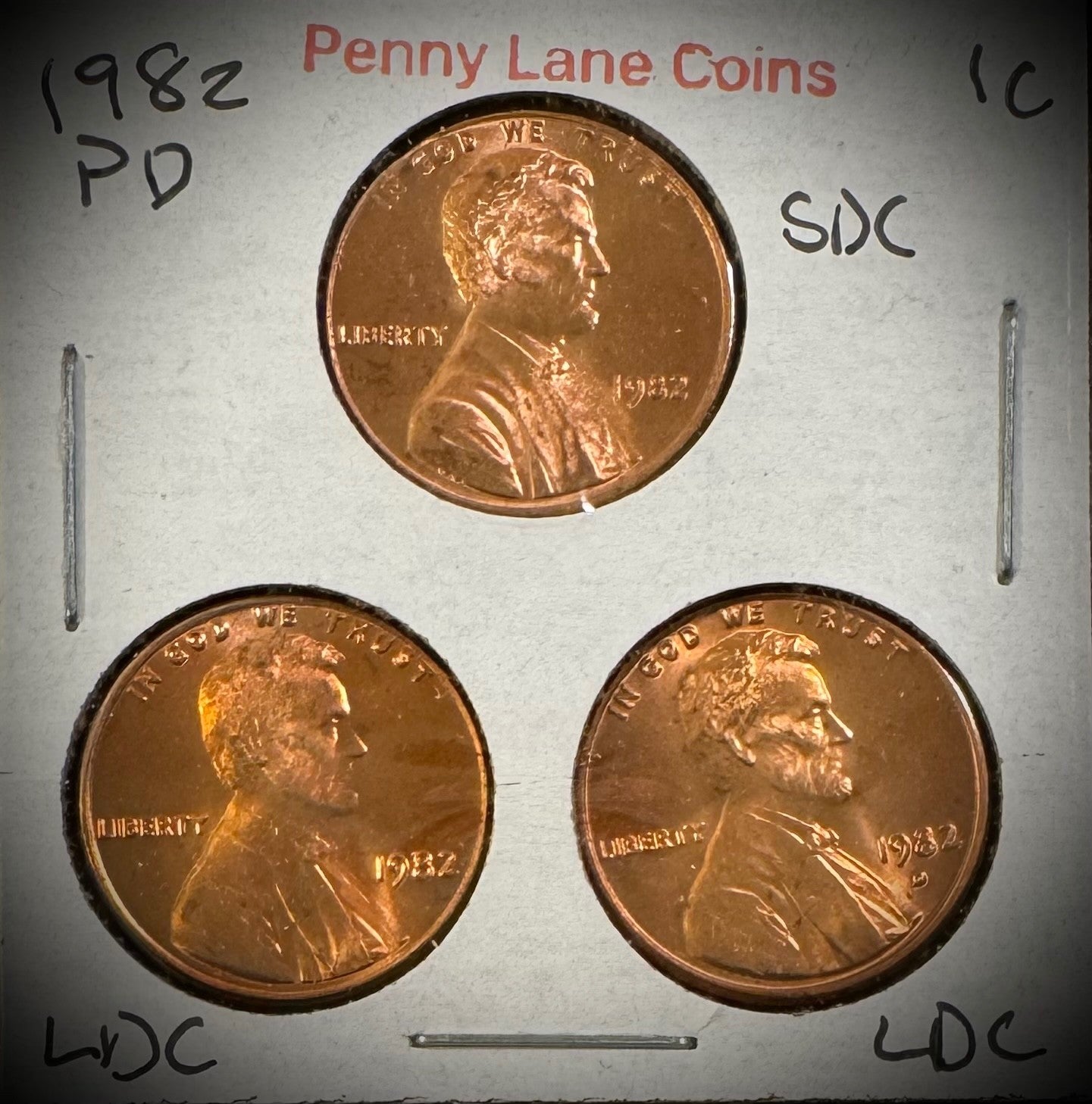 1982 Lincoln Memorial Cent P D Uncirculated Small Large Date Copper Zinc 7 Coins1