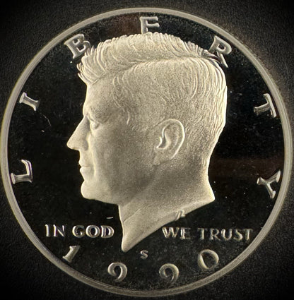 1990-S GEM PROOF Kennedy Half Dollar Clad 50C DEEP ULTRA CAMEO0