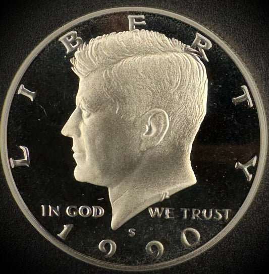 1990-S GEM PROOF Kennedy Half Dollar Clad 50C DEEP ULTRA CAMEO0