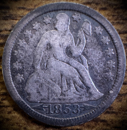 1853 Seated Liberty Silver Dime With Arrows0