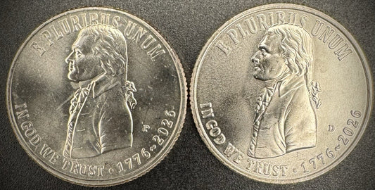 2026 P D Declaration Of Independence Bell Quarter BU Set of 2 Coins 1776-20260