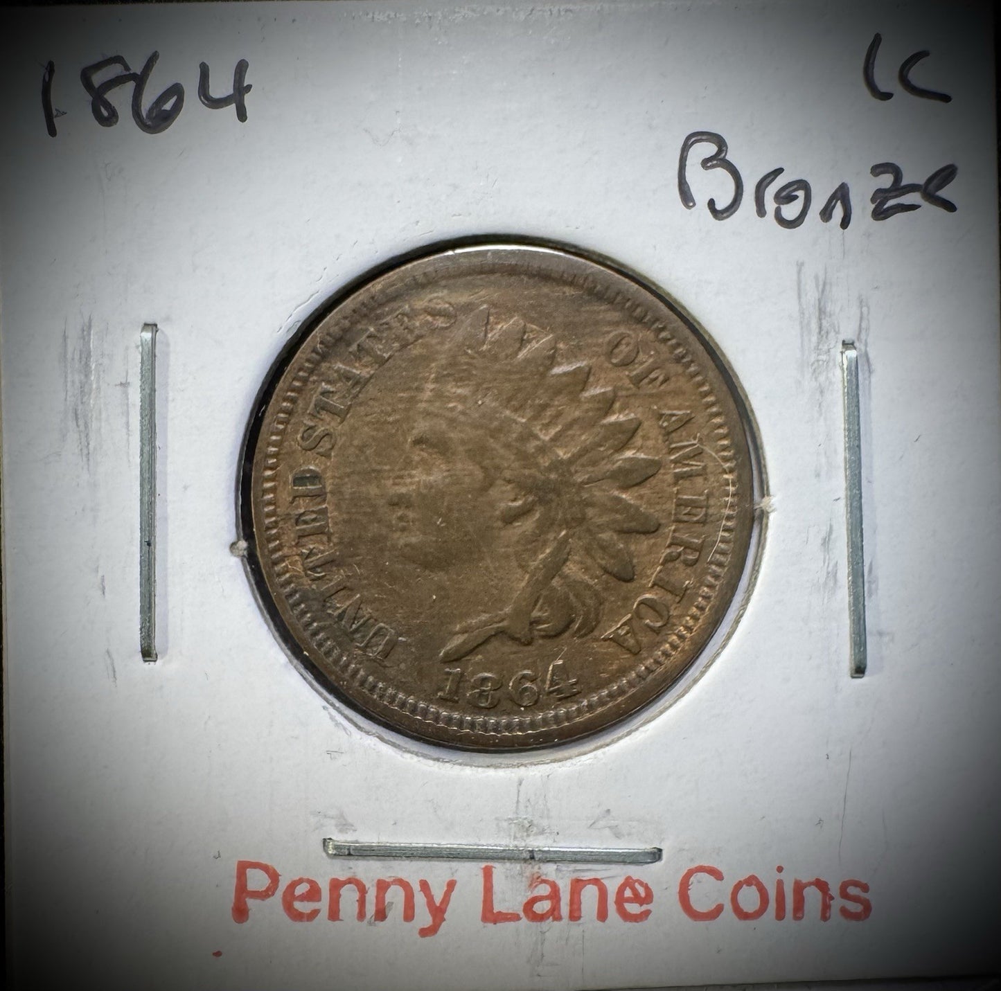 1864 Indian Head Cent Penny Civil War Era Coin Bronze ROTATED DIE2