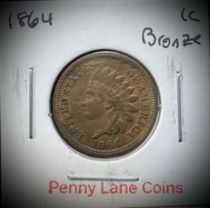 1864 Indian Head Cent Penny Civil War Era Coin Bronze ROTATED DIE2