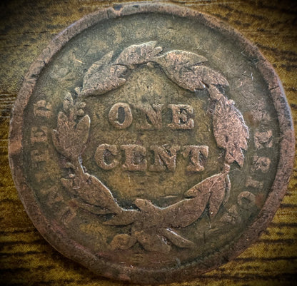 1843 Large Cent Coronet Head Braided Hair Petite Head Small Letters Variety #31