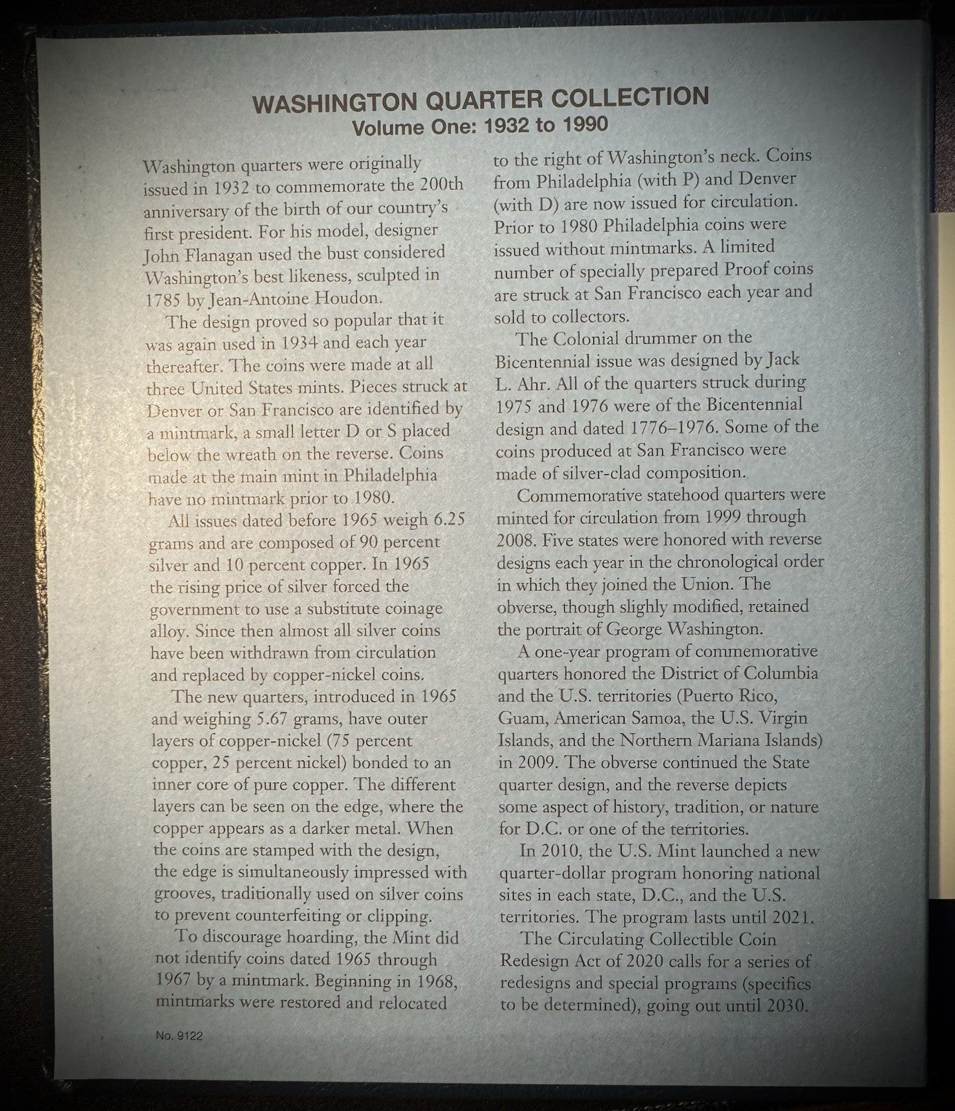 Washington Quarters 1932-1990 Whitman 9122 Gently Used Coin Album Book1
