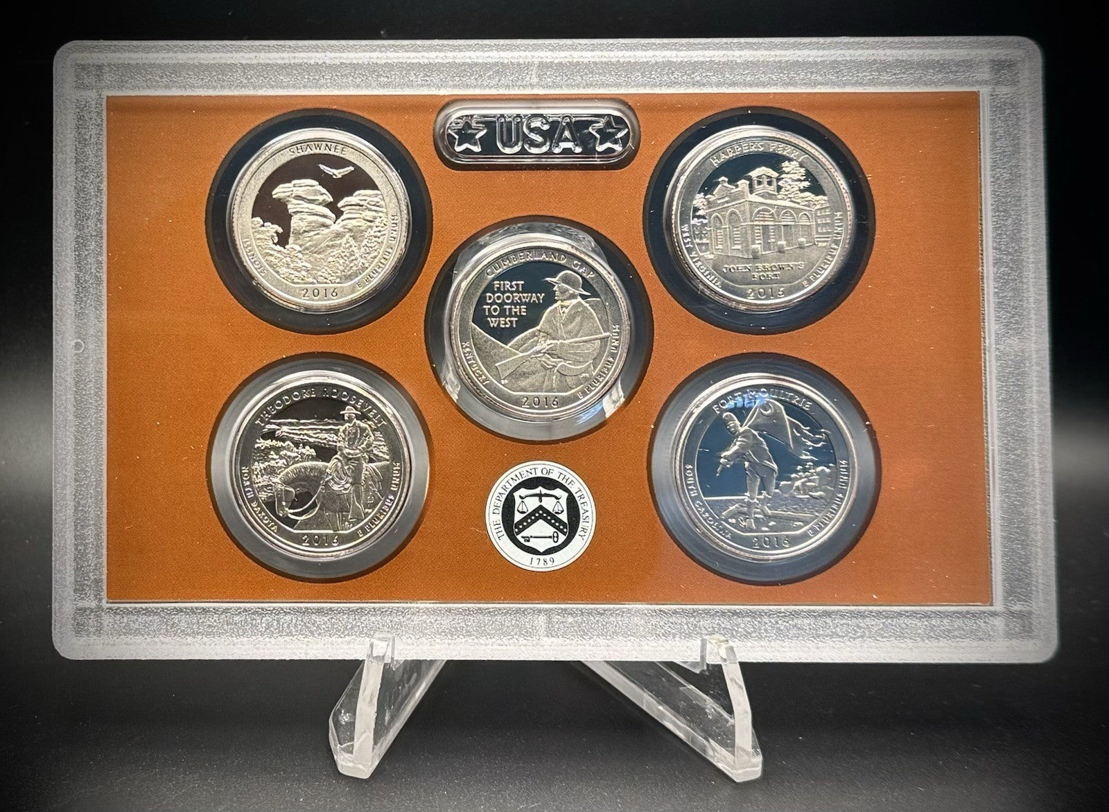 2016-S ATB Quarter GEM PROOF Clad 5 Coin Set w 2016 US Mint Box and COA0