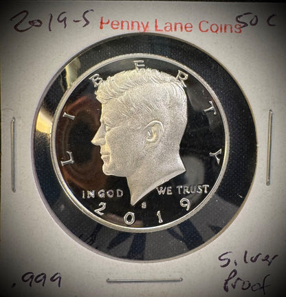 2019-S Kennedy Half Dollar GEM PROOF .999 Silver & Clad 2 Coin Lot Set6
