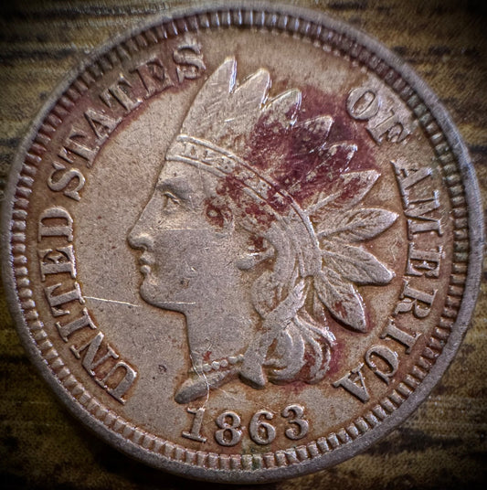 1863 Indian Head Cent Copper-Nickel Strong Strike Liberty Diamonds0