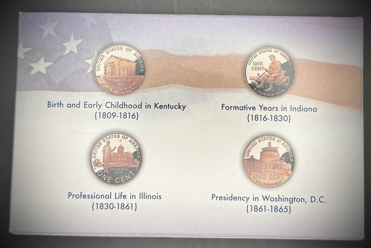 2009 US Mint Lincoln Bicentennial One Cent PROOF 4 Coin Set w OGP COA1