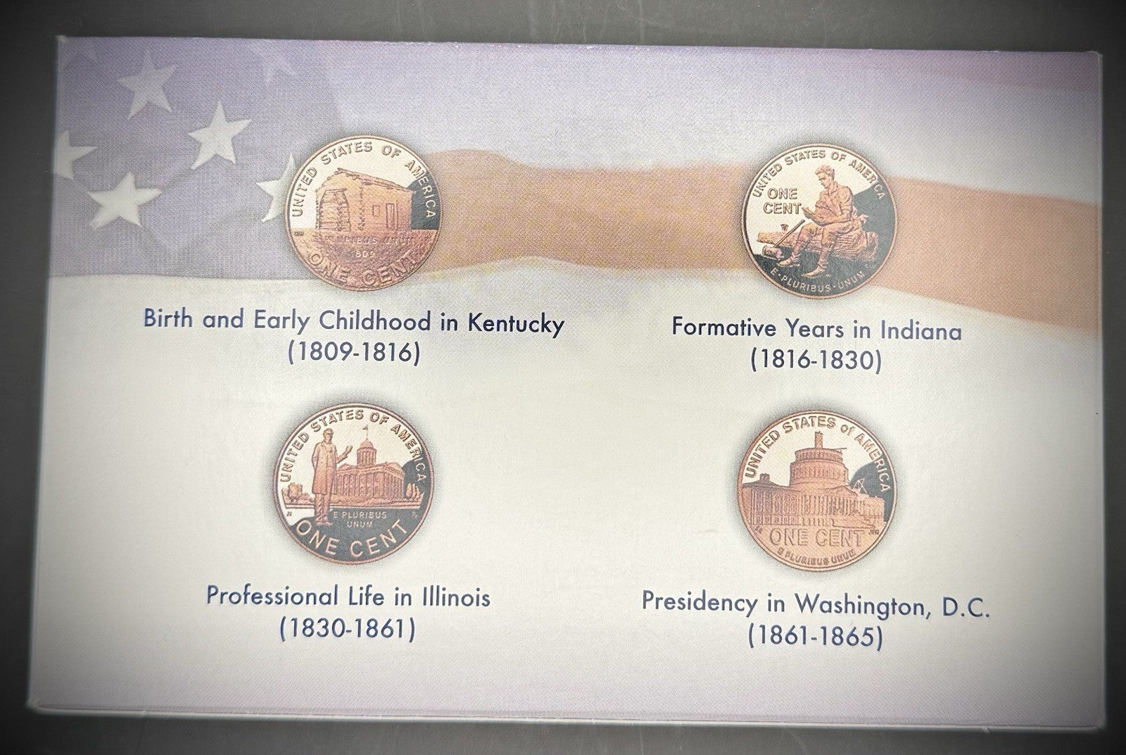 2009 US Mint Lincoln Bicentennial One Cent PROOF 4 Coin Set w OGP COA1