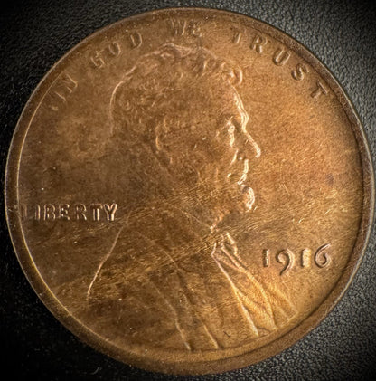 1916 Lincoln Wheat Penny Cent Uncirculated Brown Toned VIDEO0