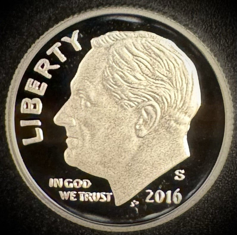 2016-S 90% SILVER GEM PROOF Roosevelt Dime 10C .900 Fine DEEP ULTRA CAMEO8