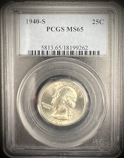 1940-S Washington Quarter PCGS MS65 GEM BU Brilliant Uncirculated0