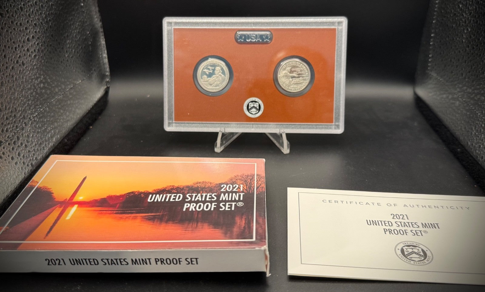 2021-S Washington Quarter GEM PROOF Clad 2 Coin Set w 2021 US MINT Box COA0