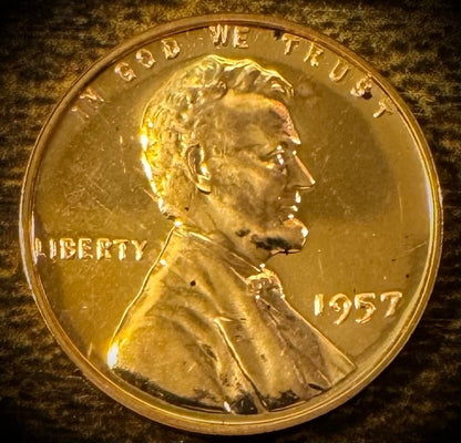 1957 Lincoln Wheat Cent Penny PROOF LUSTROUS0