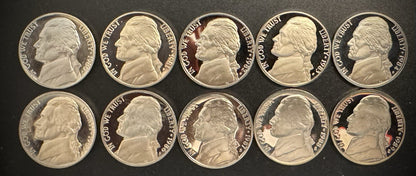 1980-1989 S Jefferson Nickel PROOF 10 Coin Collection From US Mint Proof Sets0