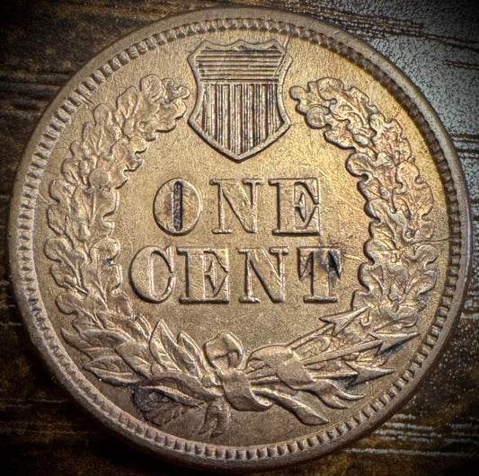 1863 Indian Head Cent Penny AU Copper-Nickel Liberty Diamonds Luster Beauty1