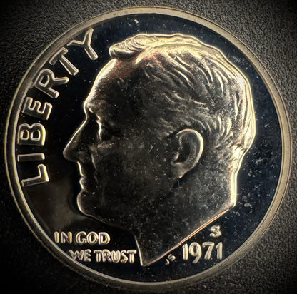 1971-S PROOF Roosevelt Dime 10C Clad Coin From US Mint Proof Set0