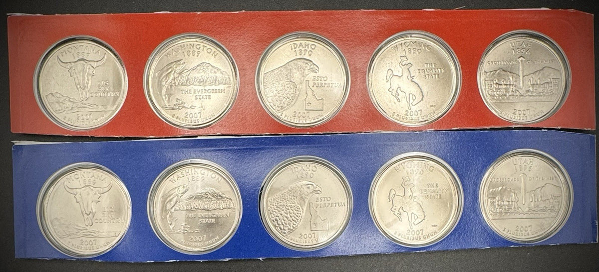 2007 P D Satin Finish State Quarter 10 Coins From US Mint Uncirculated Coin Set1