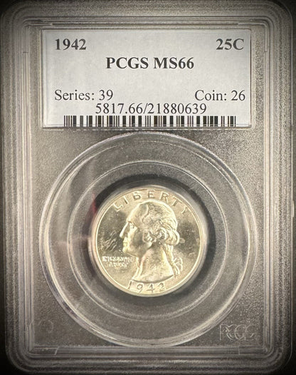 1942 Washington Quarter PCGS MS66 GEM BU Brilliant Uncirculated0