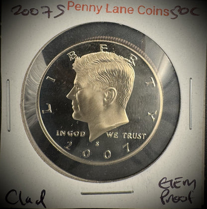 2007-S GEM PROOF Kennedy Half Dollar Clad 50C DEEP ULTRA CAMEO #32