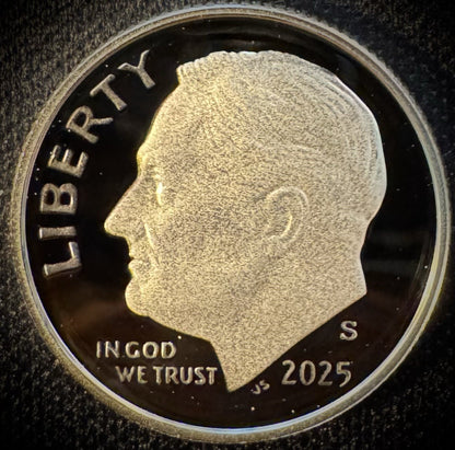 2025-S 99.9% SILVER And Clad PROOF Roosevelt Dime 10C .999 Fine Lot Of 2 Coins4