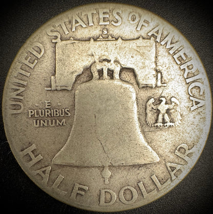 1949-S Franklin Half Dollar 90% Fine Silver Coin #11
