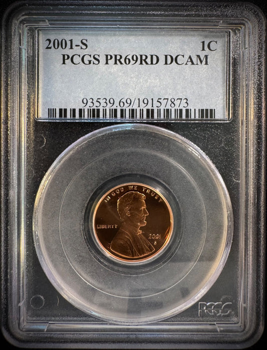 2001-S Lincoln Memorial Cent Penny PCGS PR69RD DCAM PROOF Coin DEEP CAMEO0