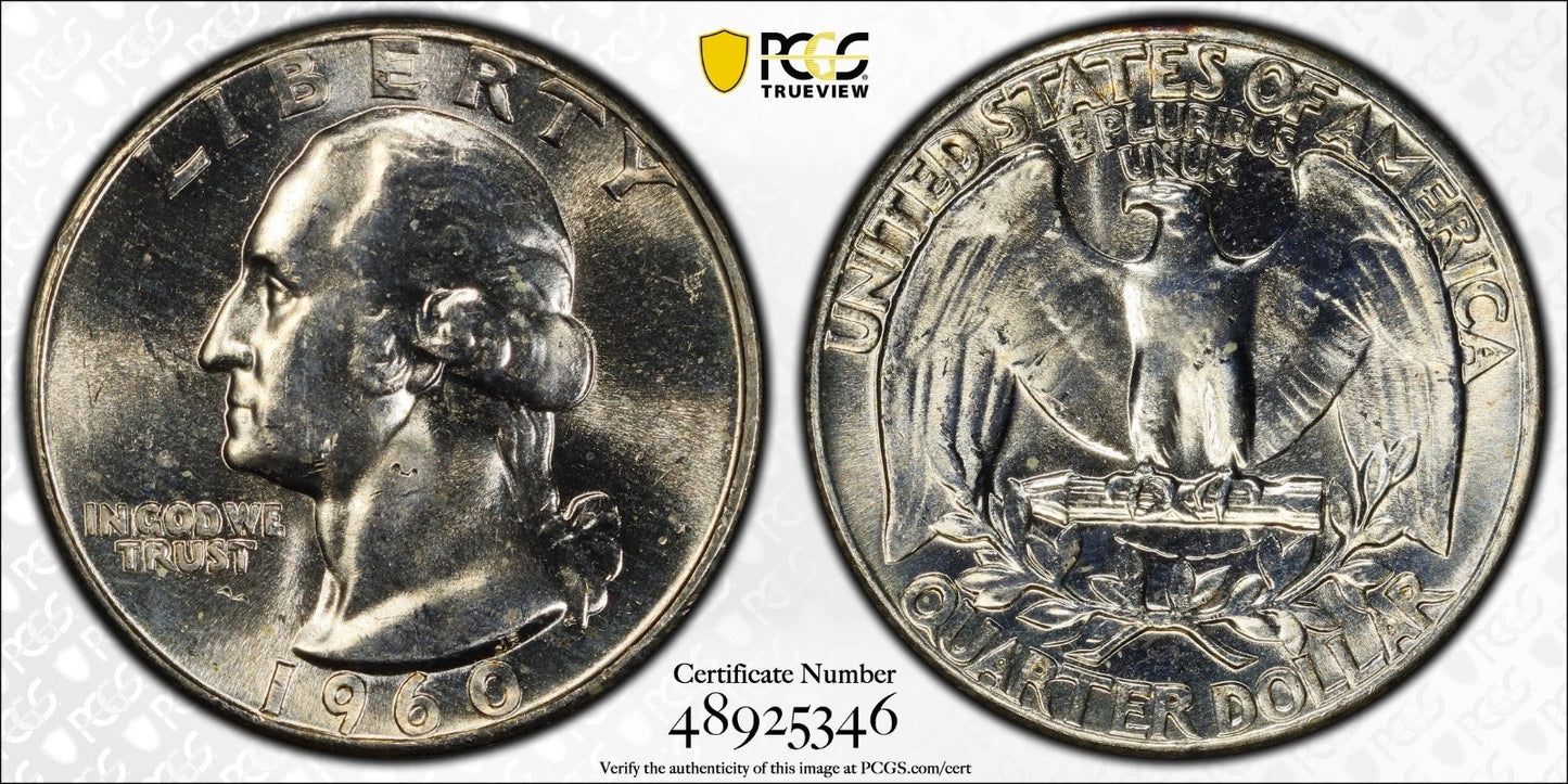 1960 Silver Washington Quarter PCGS MS64 FS-901 Type B Reverse TRUE VIEW0