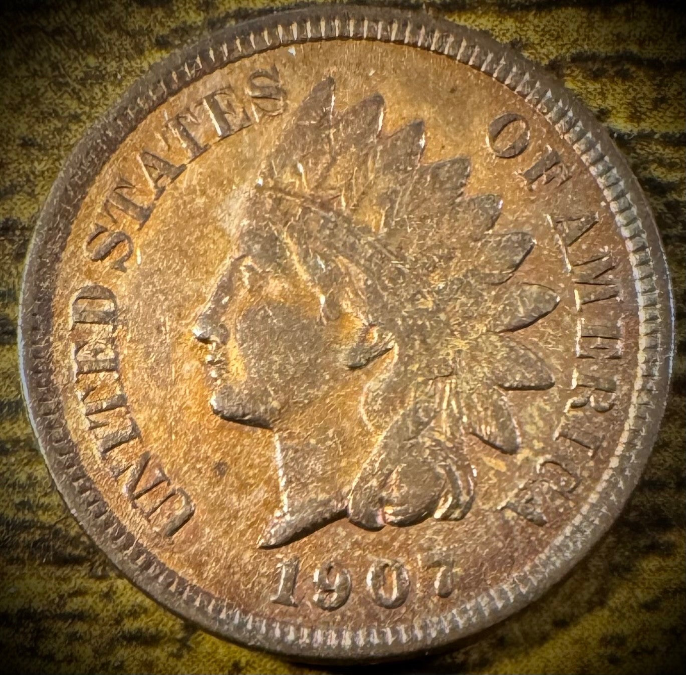 1907 Indian Head Cent Penny Full Liberty 3+ Diamonds0