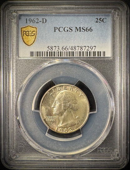 1962 D Silver Washington Quarter PCGS MS66 TRUE VIEW1