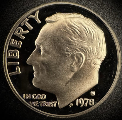 1978-S PROOF Roosevelt Dime 10C Clad DEEP CAMEO Coin From US Mint Proof Set0