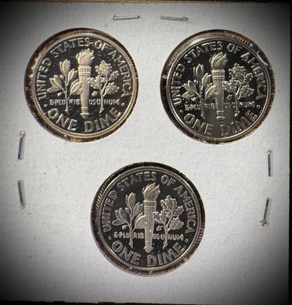 2017 2018 2019 S Clad Gem PROOF Roosevelt Dime Set Of 3 Consecutive Years1